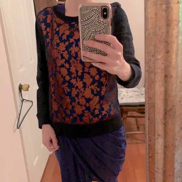 DONATED J.Crew Metallic Copper Bloom Jacquard Sweatshirt - Picture 2 of 6